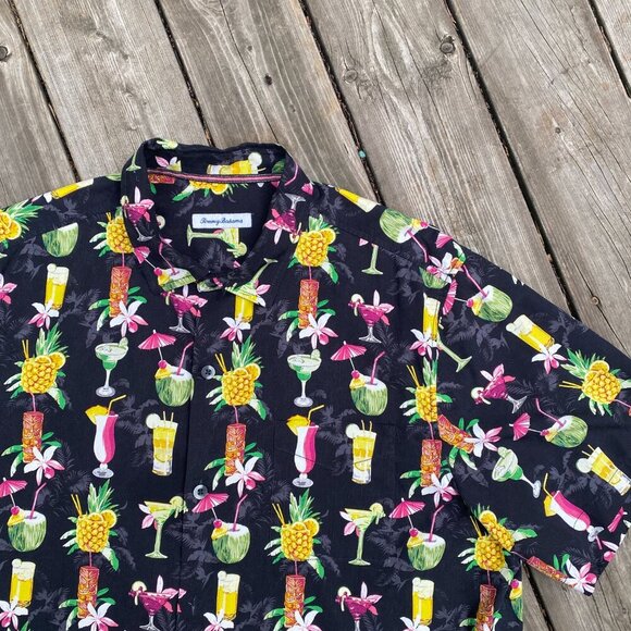 Tommy Bahama Bartenders Choice Regular-Fit Drink-print Silk Shirt XL - Picture 4 of 8